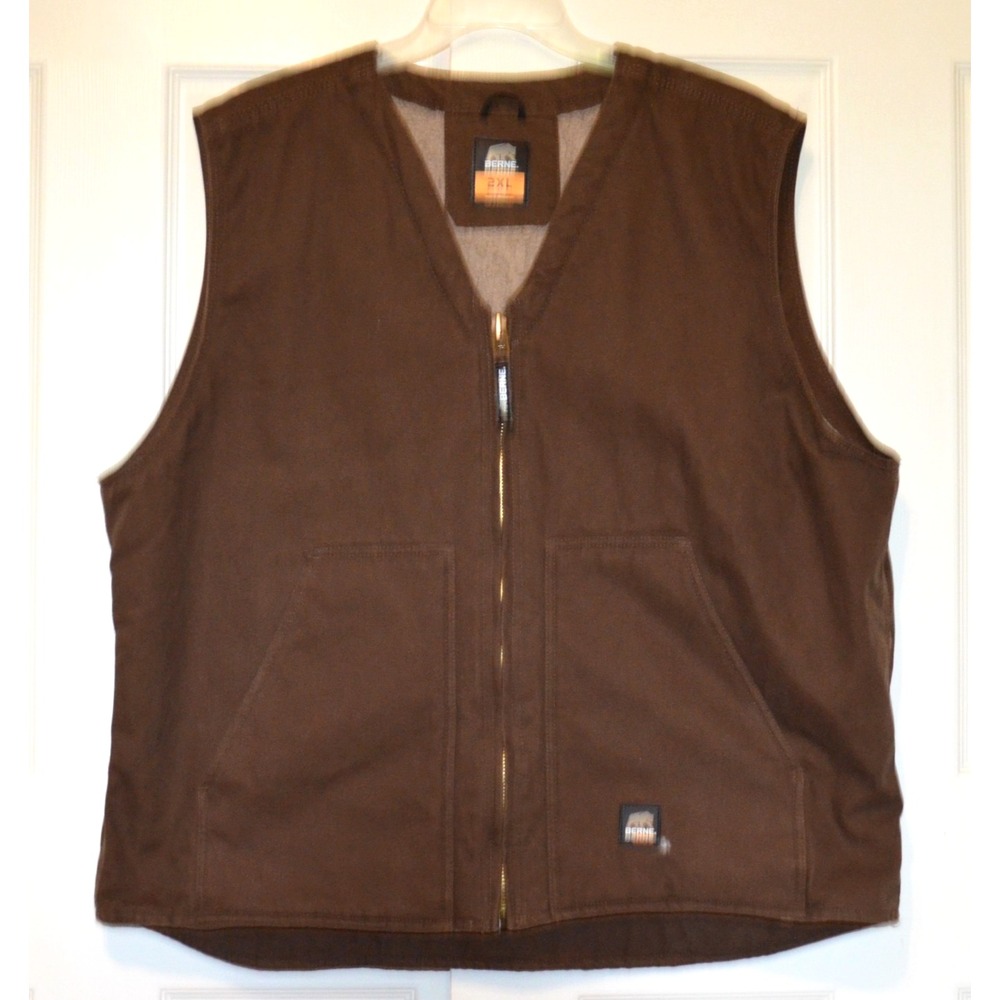 Berne Workwear Vest Mens 2XL Brown Canvas Sherpa Lined‎ Chest 56"